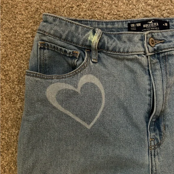 Heart Patterned Blue Jeans - Picture 2 of 5